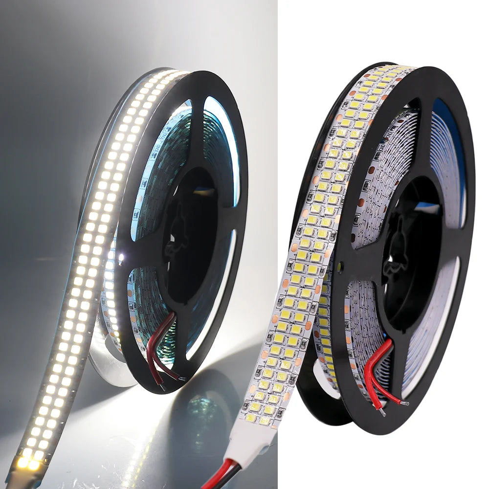 5M LED Strip Light 12V 24V 2835 LED Tape Double Row 480LEDs/m Super Bright Ribbon Diode Warm Natural Cold White Waterproof Lamp