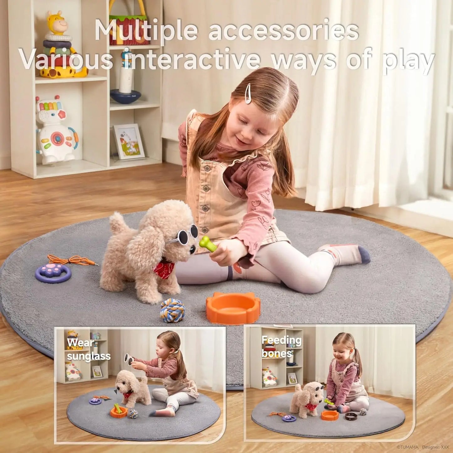 Electronic Plush Puppy Dog Toy  Fun Interactive Toys Walks Barks Shake Tail Dress Up Realistic Stuffed Animal Dog Gift for Girls