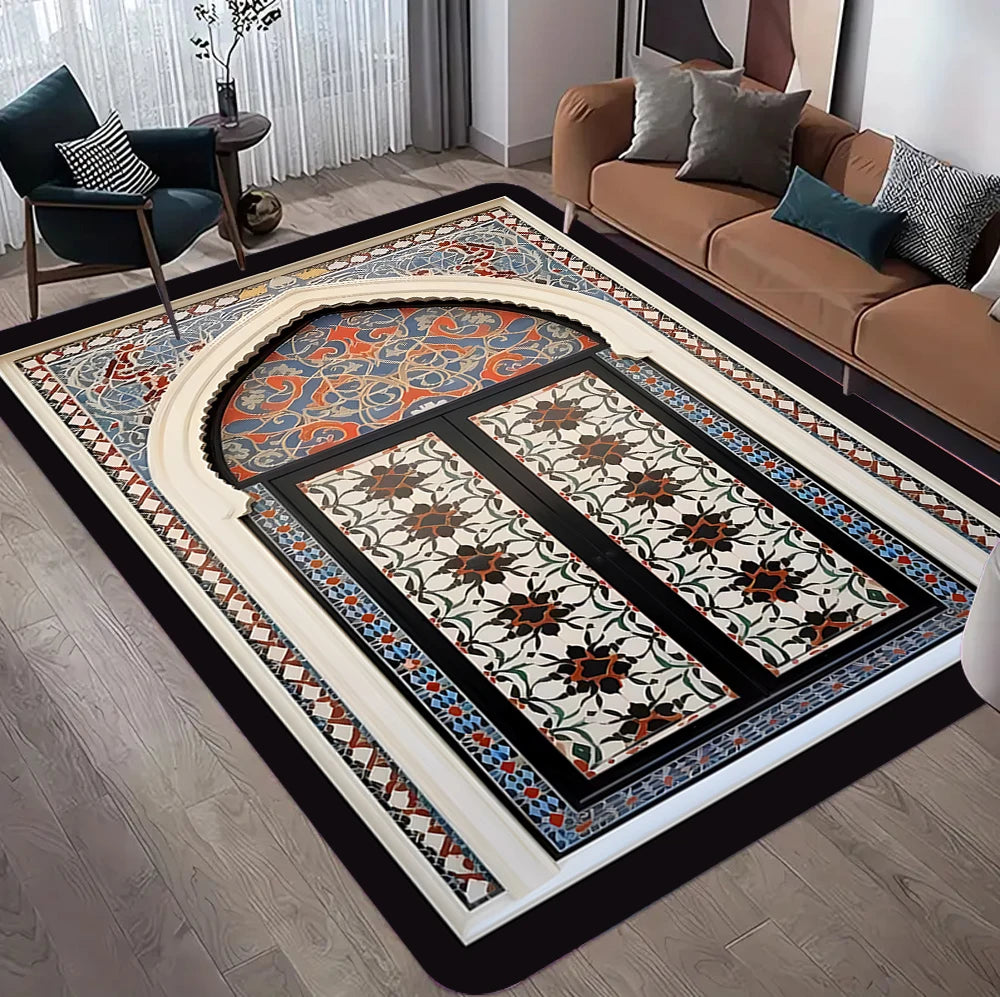 Islamic Muslim Carpet for Living Room Bedroom Bedside Floor Mat Home Lounge Decoration Absorbent Anti-Slip Doormat Prayer Rugs