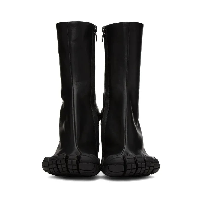 Five Finger Toe Fashion Novel Women Boots Black/pink/white High Heel Ankle Boots 2025 New Elastic Mesh Cloth Luxury Socks Boots