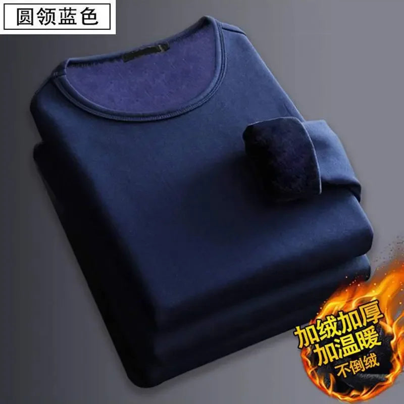 Thermal Underwear Shirt Men V Neck Fleece Sport Tops Autumn Thermo Clothing Comfortable Warm Long-Sleeved 5XL