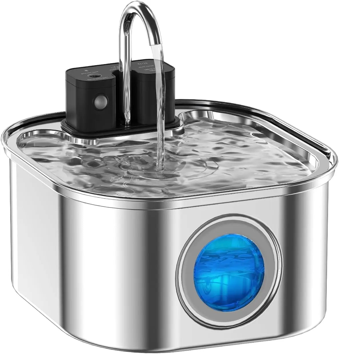 108oz/ 3.2L Wireless Cat Water Fountain Stainless Steel Battery Operated 4000mah Rechargeable & Faucet Pet Water Fountain