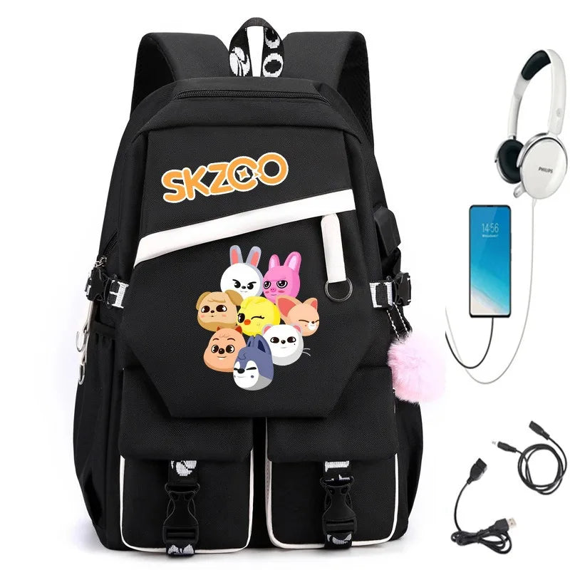 New StrayKids shoulder bag student backpack leisure bag travel backpack SKZOO School Bags Boys Girls Teens Bookbag