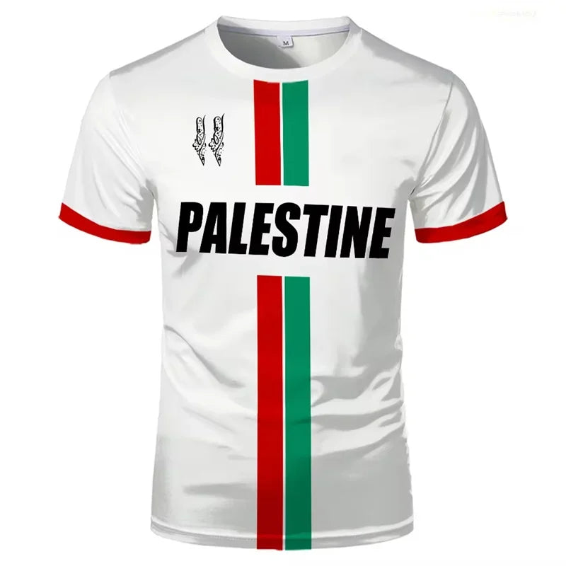 Palestine Football T Shirts Summer Fashion Short Sleeve Palestinian Flag 3D Printed T-shirts Casual O Neck Loose Mens Tops Tees