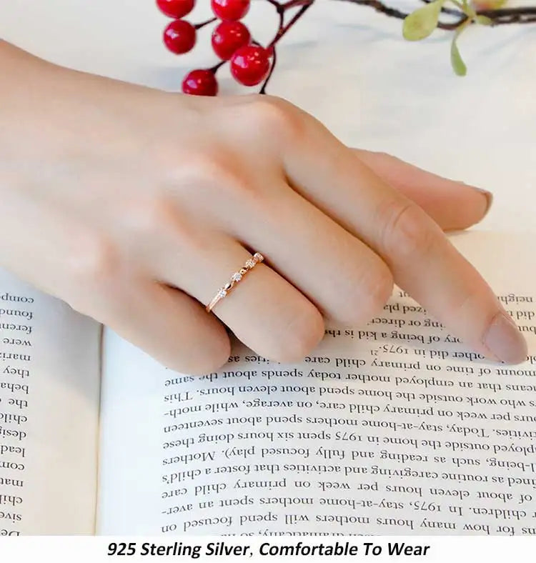 Eternity Ring Sterling Silver With Rose Gold Plate Women'S Diamond Wedding Band Girls Dating Luxury Quality Jewelry Accessories