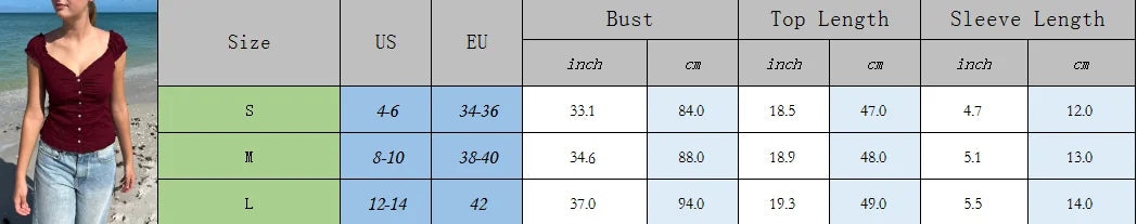 Women Summer Y2K Babydoll Crop Top Fairy Grunge Button Up Shirt Cap Sleeve Slim Fit Ruffle Hem Coquette Top