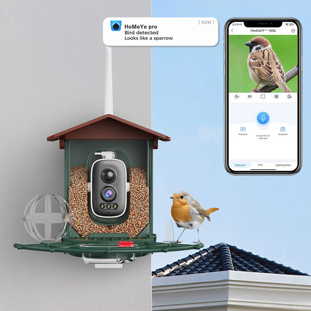 3MP Smart Bird Feeder Camera WiFi Two Way Audio Bird Identification Night Vision PIR Motion Detection For Bird Outdoor Watching