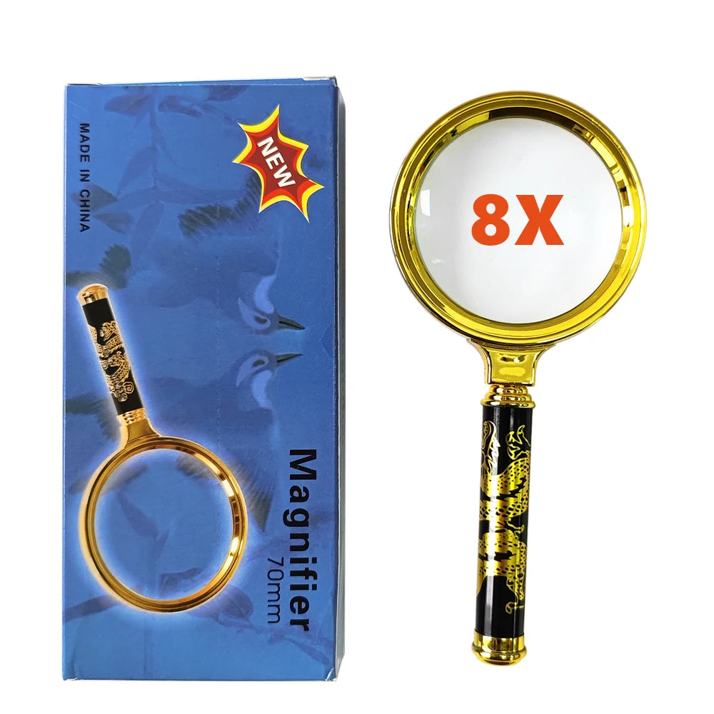 10X/8X/7X Magnifying Glass For Kids Seniors Handheld Reading Magnifier 60mm/70mm/80mm Magnifying Lens For Reading Science Nature