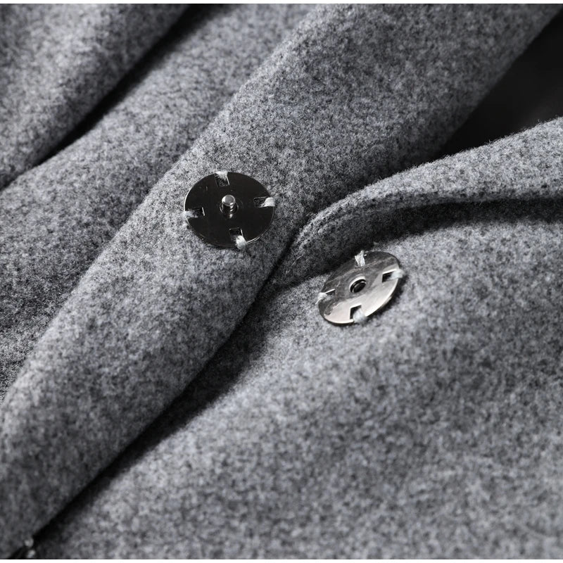 Elegant Women Solid Woolen Blazer Coat Skirt Suits Fashion Lapel Long Sleeves Overcoat Slim Hip Package Long Skirts Lady Outfits