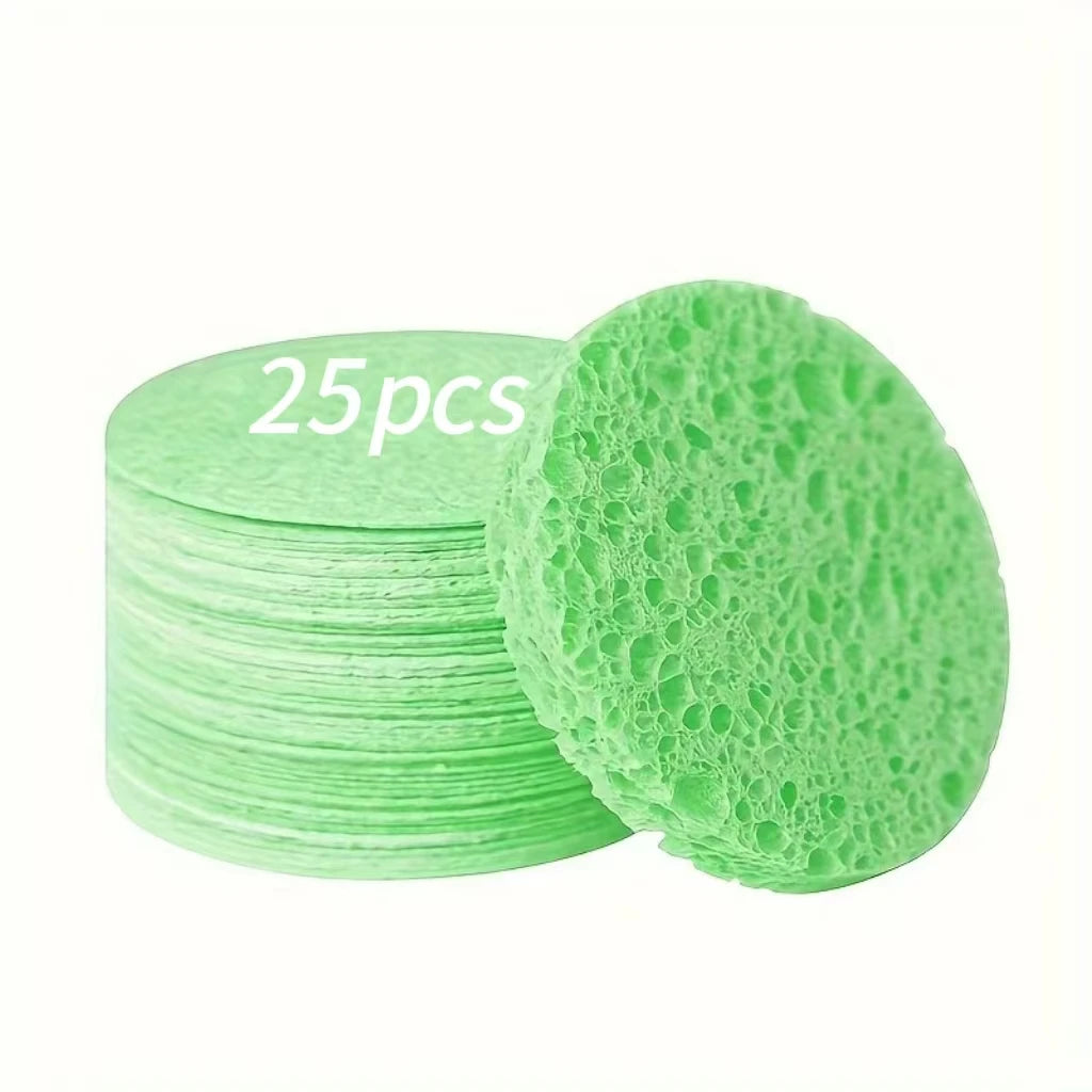 25pcs Compress Face Wash Puff Natural Wood Pulp Sponge Face Wash Puff Foaming Face Puff Cosmetic Puff Face Cleansing Sponge