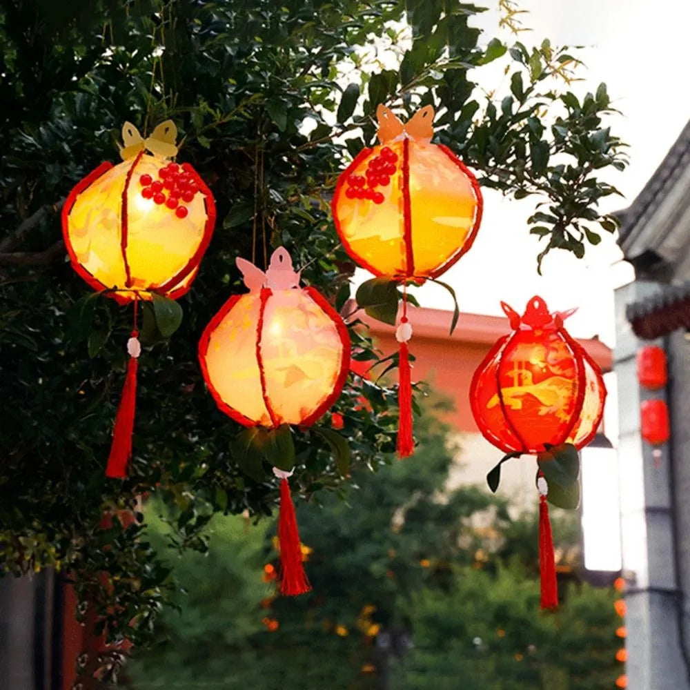 Rabbit Pomegranate Lantern Glowing Chinese Style Mid-Autumn Lanterns Handmade DIY Handheld Lanterns Mid Autumn Festival