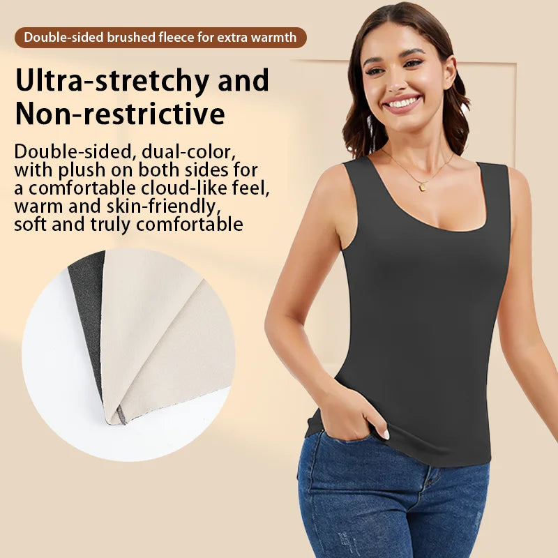 Women's Thermal Vest Double-Layer Thickened Tank Top Keep Warm Outer Wear Shirt Heating Inner Soft Bottoming Sleeveless Top