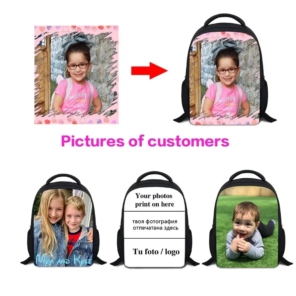 Custom Kindergarten Schoolbag New Fashion Backpack School Bags Cute Boys Girls Bookbag Name Logo Photo Print For Creative Gift