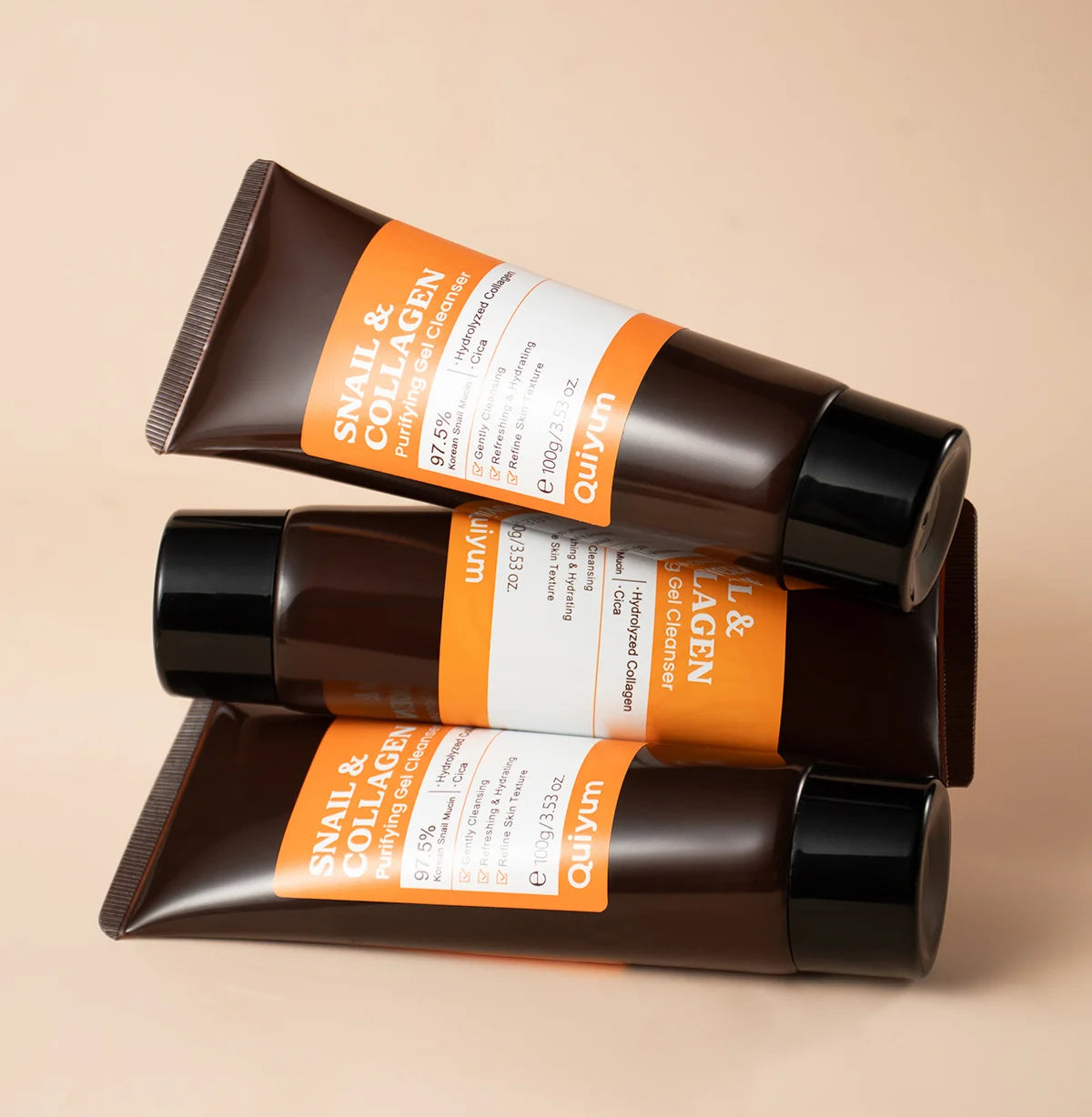 Quiyum 3 Step Set 97.5% Snail Mucin Collagen Hydrating Glowing Skin Korean Skincare