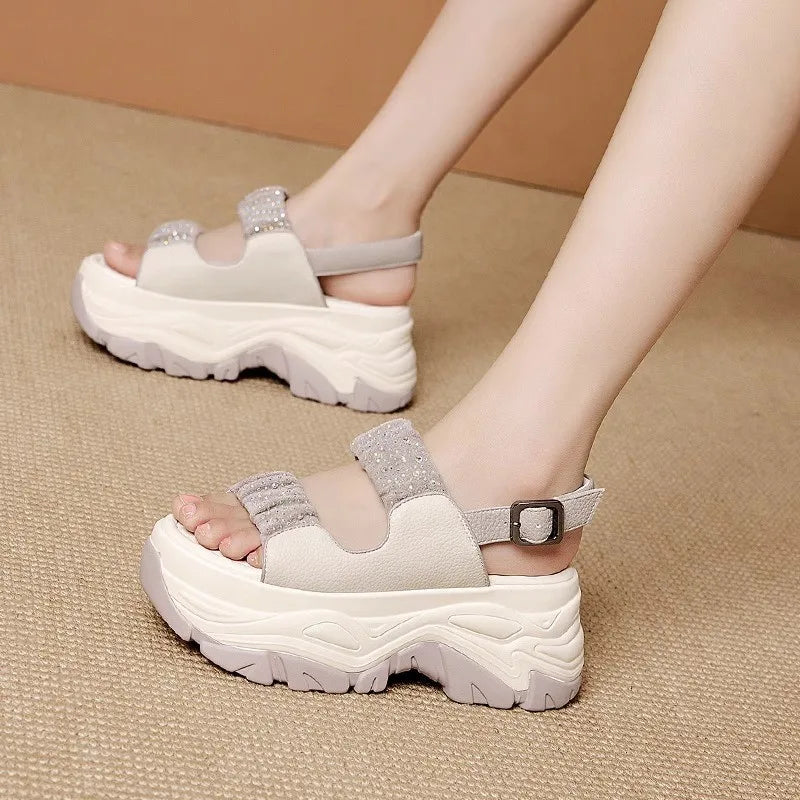 Modern Wedges Sandals For Women's Summer New High Thick Sole Sandals female height Increasing Shoes Woman Ladies Platform Shoes