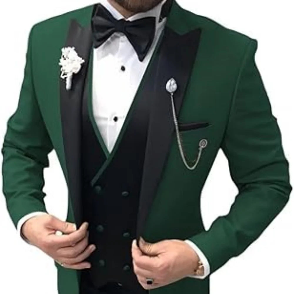 Elegant Suits For Men Wedding 3 Pieces Jackets Vest Pants Blazers Outfit Groom's Classic Full 2025 Formal Costume