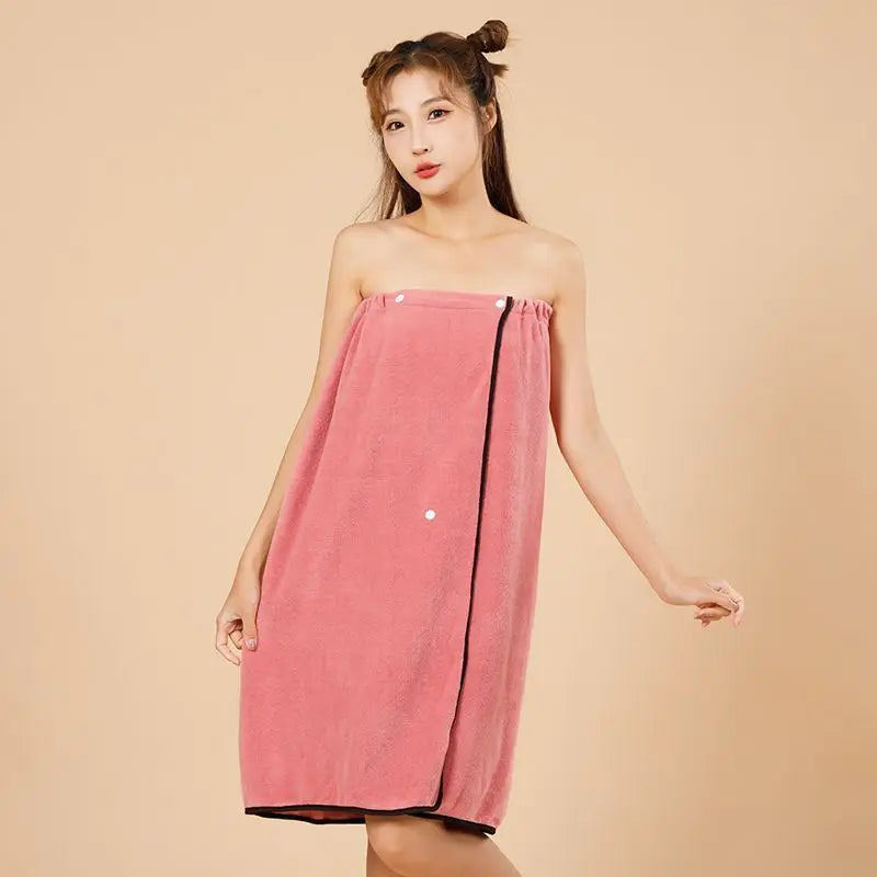 Cotton Bath Towel Wrap Bathrobe Thickened Soft Absorbent Quick Dry Velvet Wearable Plus Towel Hotel Bathing Sleepwear