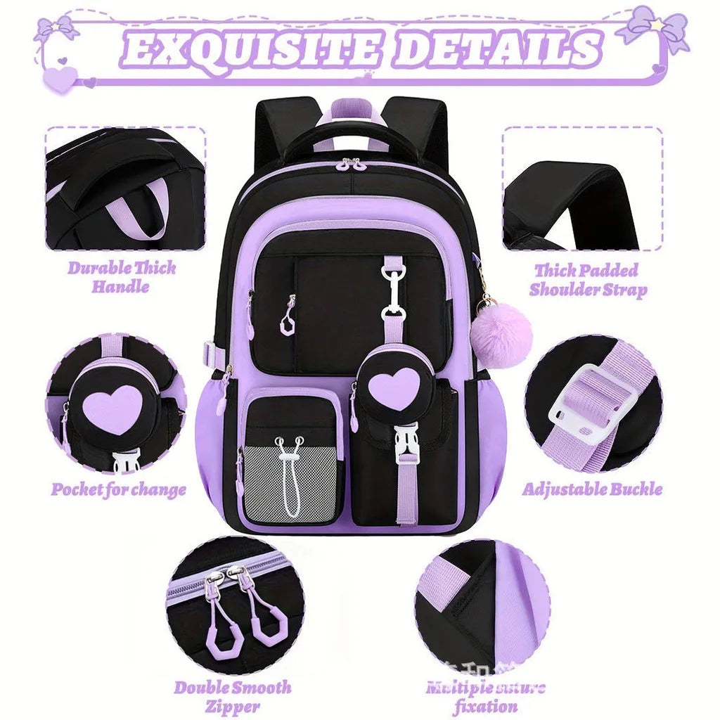 School Bag Set Ergonomic Waterproof Oxford Cloth Backpack Girls School Backpack Set Large Capacity Spine Backpack For Middle