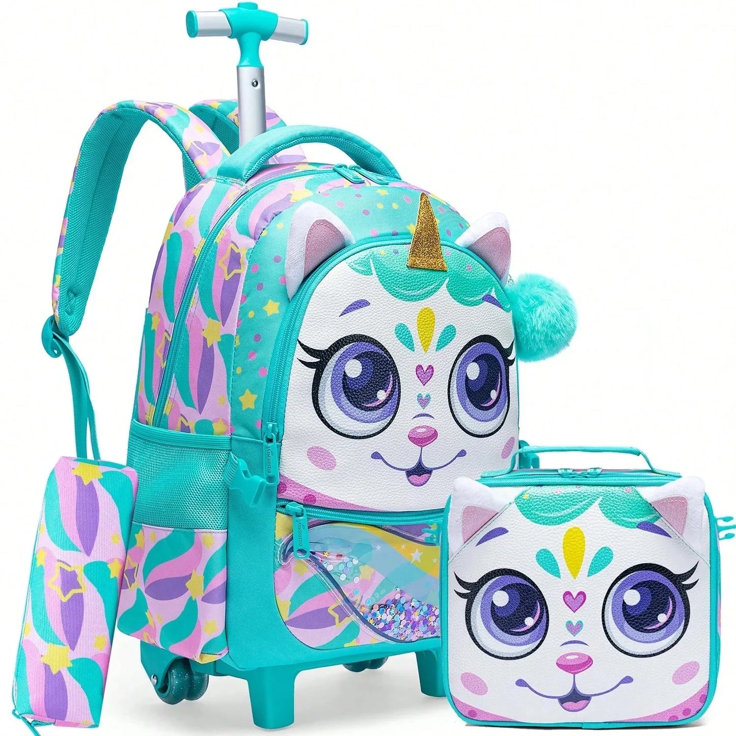 Children's School Bags Kids Rolling Backpack for Girls Luggage Suitcase with Wheels Trolley Wheeled Backpacks for School Travel
