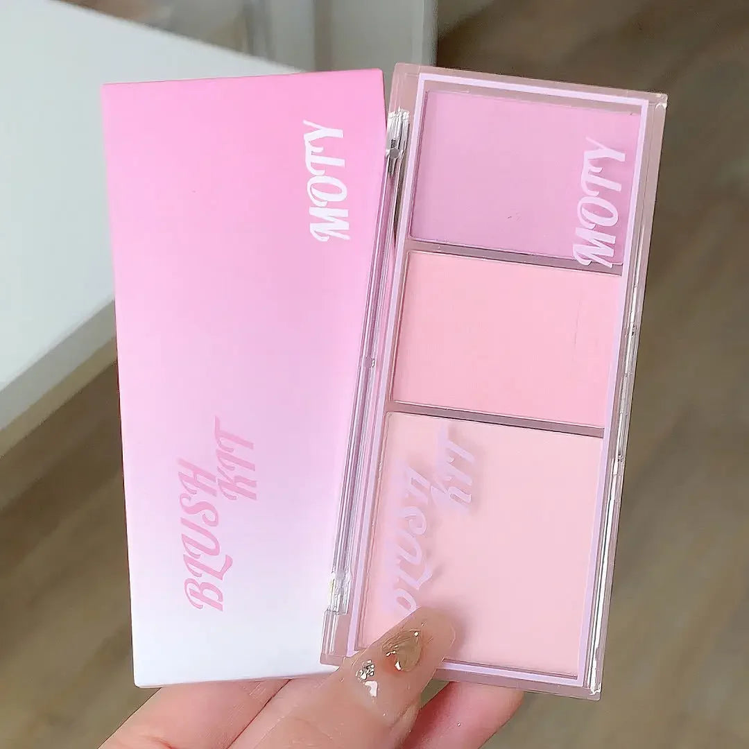 Pink Series 3 Colors Blush Makeup Palette Mashed Potato Texture Matte Cheek Tint Contour Shadow Blusher Cosmetics Rouge Powder