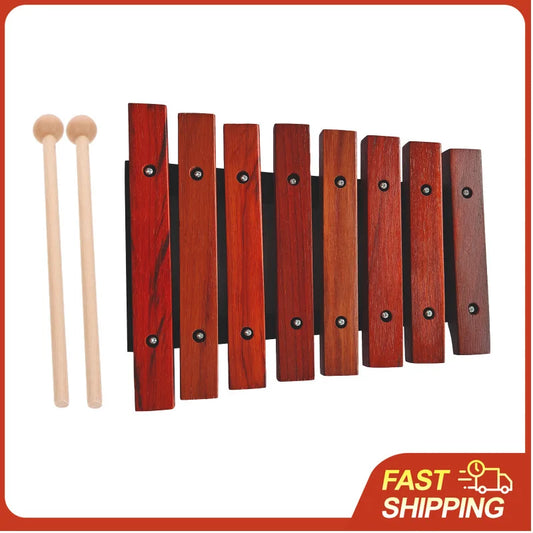 8 Notes Wooden Xylophone Musical Instrument with 2 Wooden Mallets Birch Pine Wooden Small Xylophone Percussion Instrument