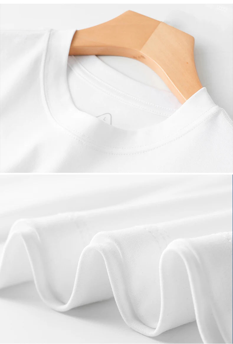 Men's Cotton High-End Fabric Liquid Ammonia T-shirt 100% Mercerized Cotton Short-Sleeved Summer Cool Silky Crewneck Sweater