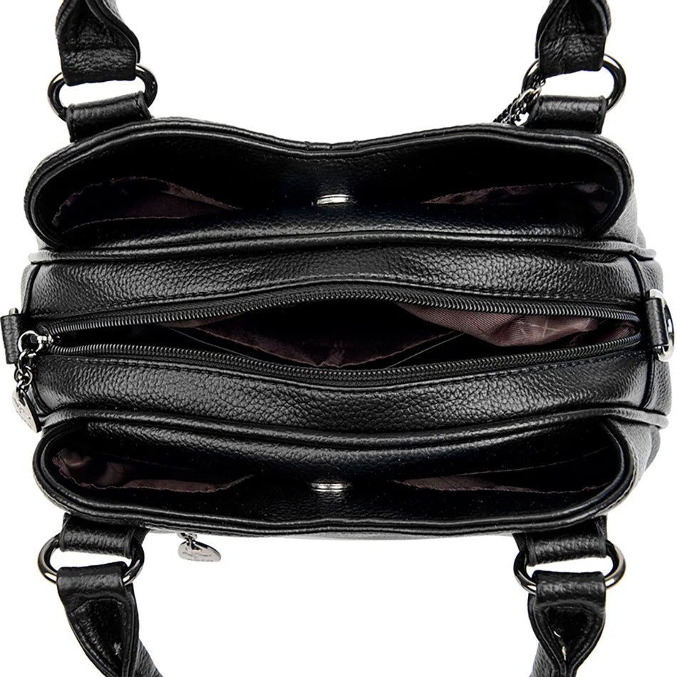2024 New 3-layer Large Capacity Women Tote Bag Fashion Women's Trendy Shoulder Bags High Quality Soft Leather Female Handbag Sac