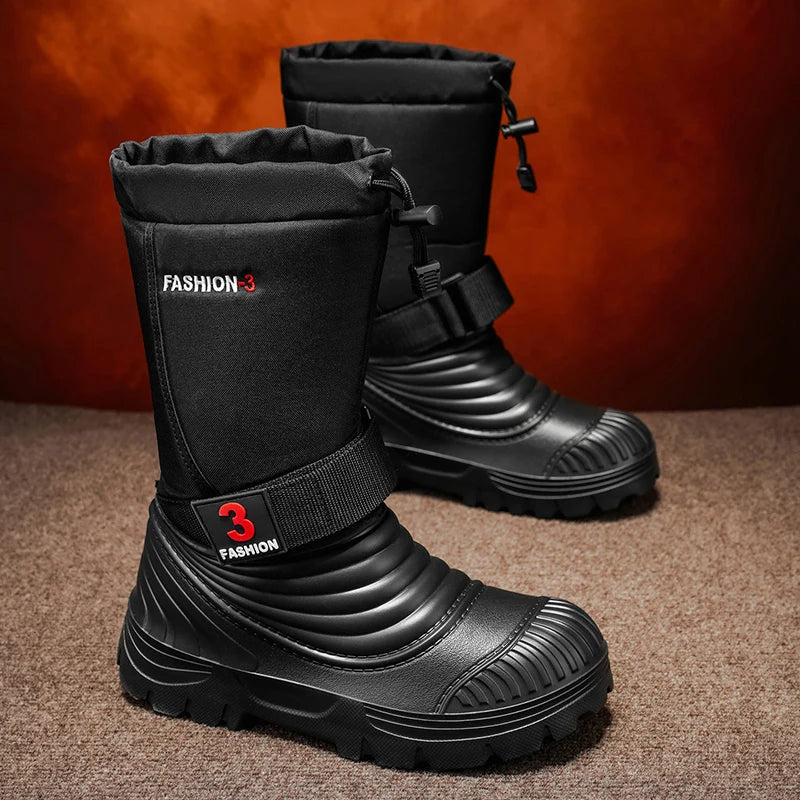 Men's New Snow Boots for Autumn and Winter, Fleece-Lined and Thickened, Cold-Proof, Outdoor Warm, Waterproof, Anti-Skiing, Hiking