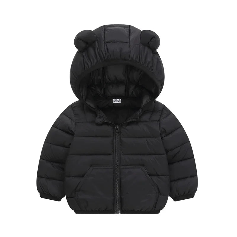 Winter Warm Down Coat Boys Hooded Jackets Autumn New Children Cotton Clothing Girls Thickened Casual Zipper Outerwear 2-6Y