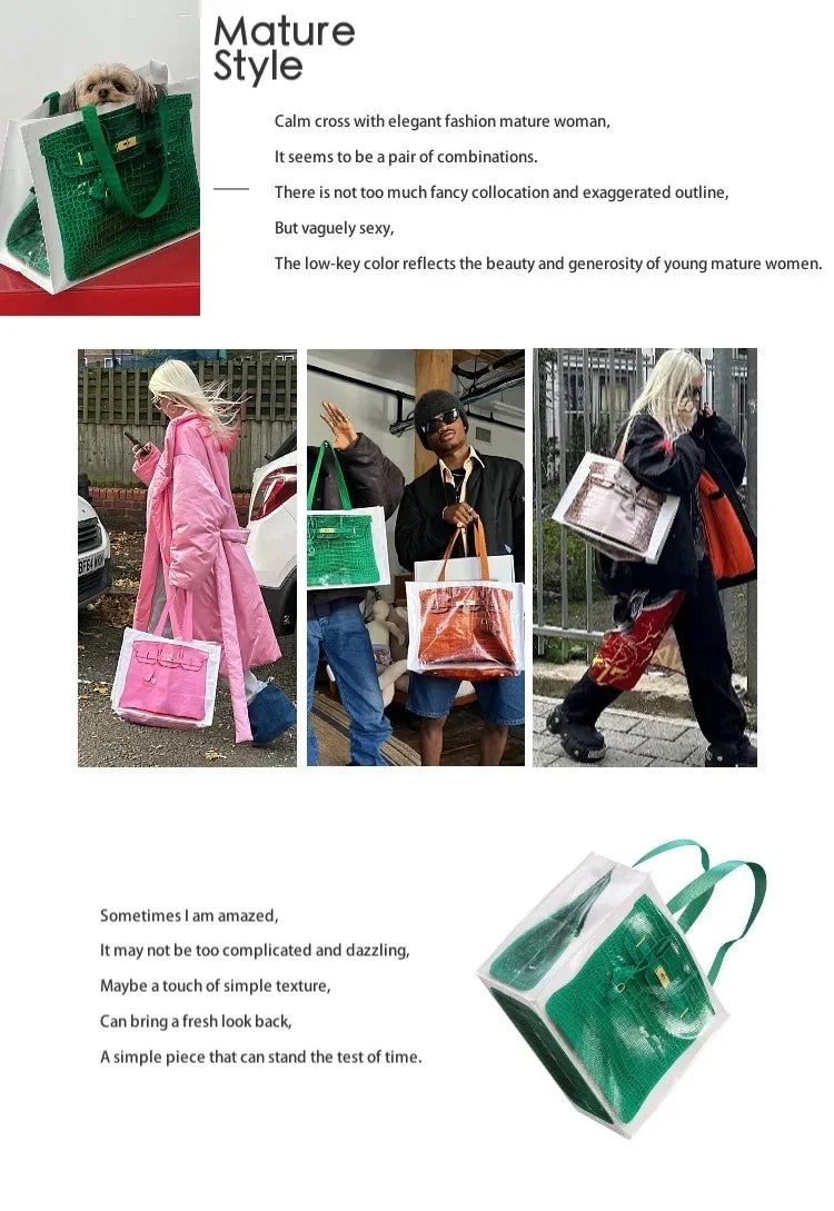 2025 Hot women Handbags Woven Grocery bags Large Capacity Travel Handbag Shopping Bag for blogger funny tote bags