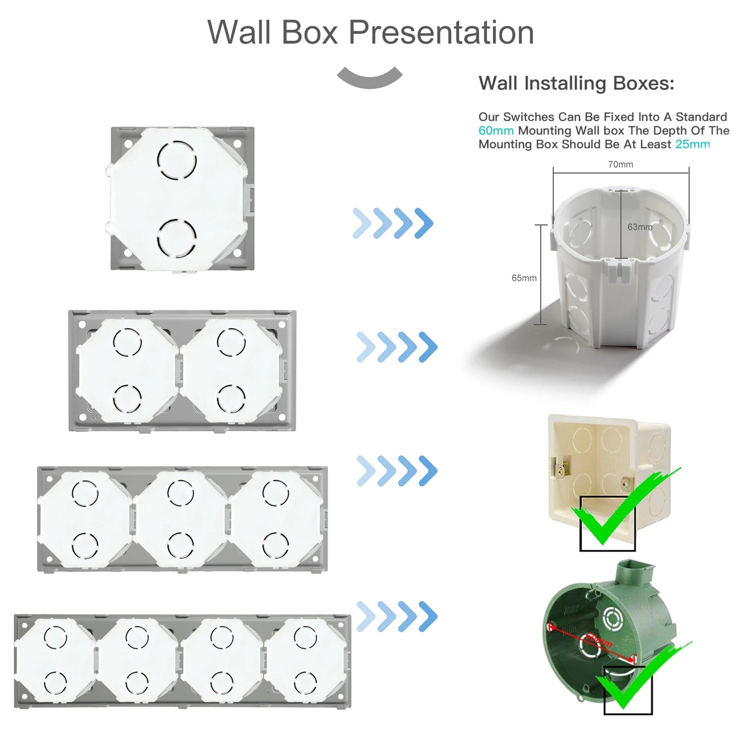 BSEED Glass Frame Panel Single Double Frames Wall Socket Part Triple Four Frames DIY Part with Metal Frames USB TYPE-C Socket
