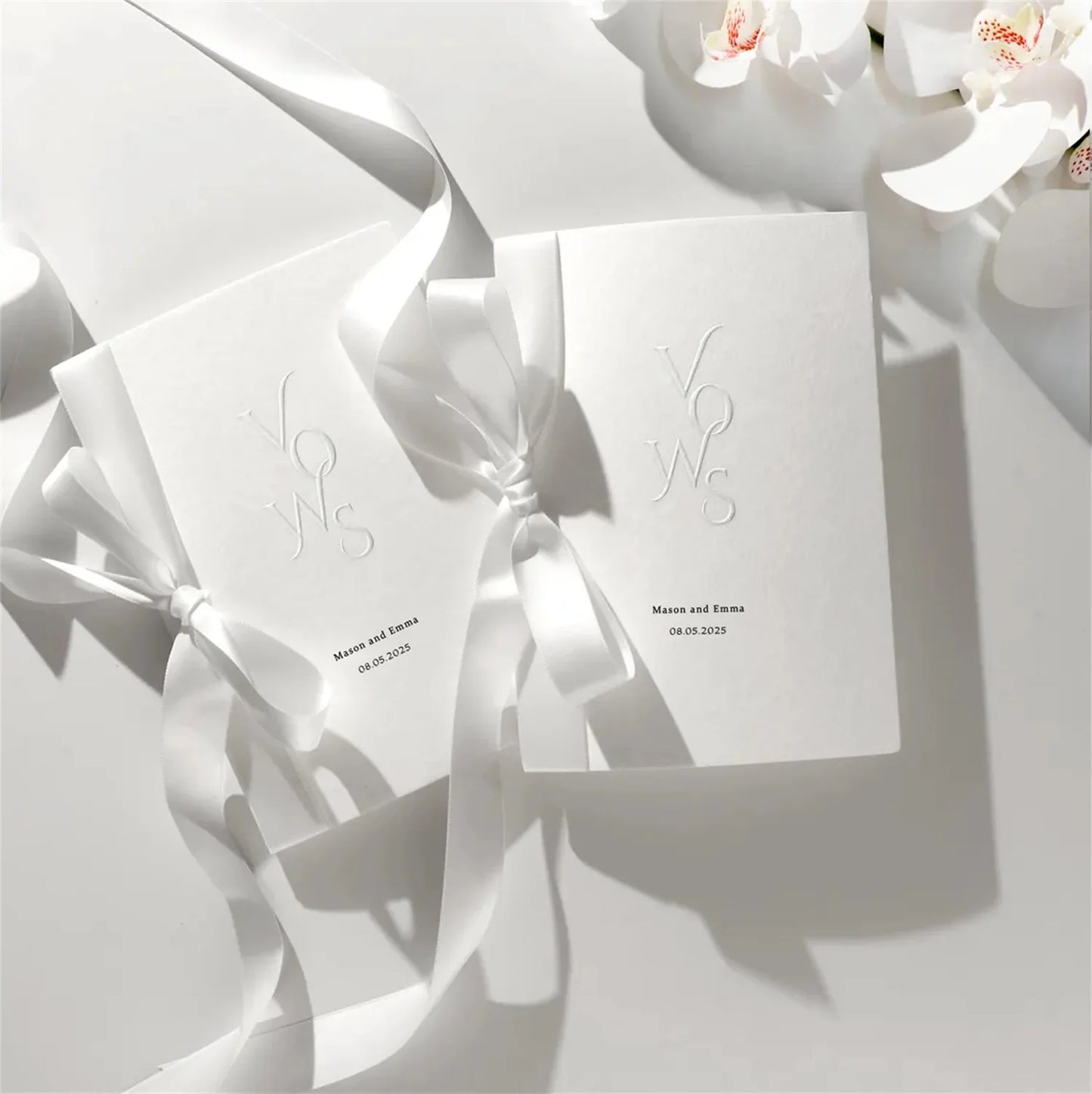 Customizable Wedding Vow Journals for Couples, Handmade Cotton Paper Vow Books with Silk Ribbon Tie, Personalized His Hers Vow N