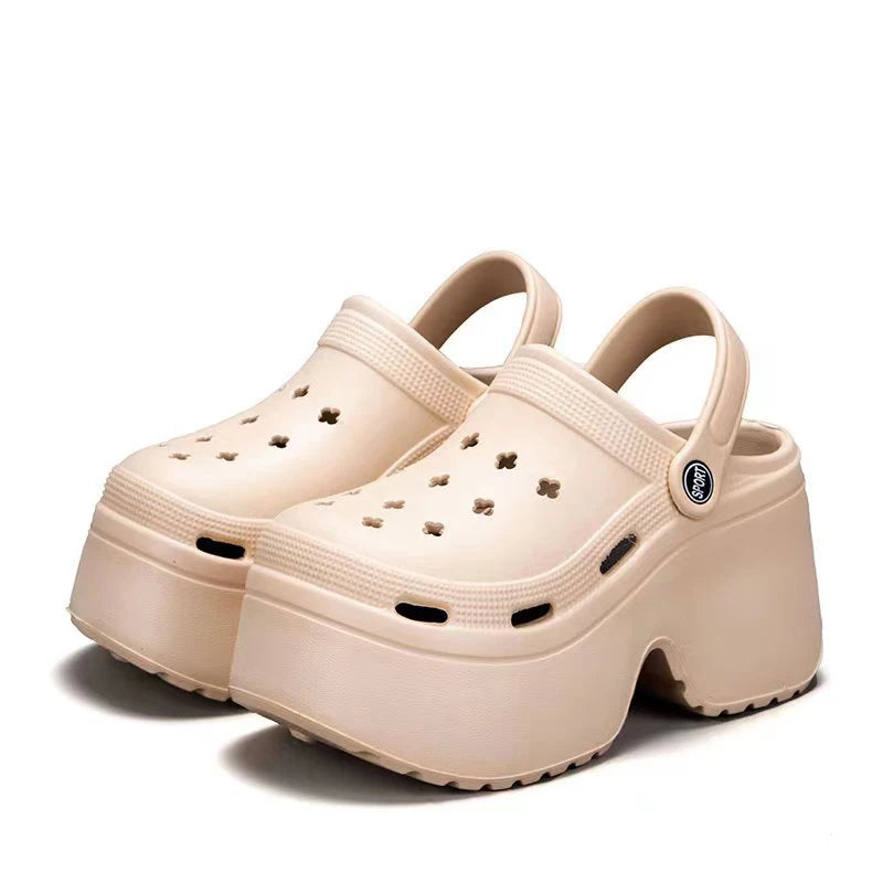 Women's Wedges Heel Sandals Summer 2024 Closed Toe Chunky Platform Sandalias Mujer Hollow Out Thick Sole Non-slip Slides Ladies
