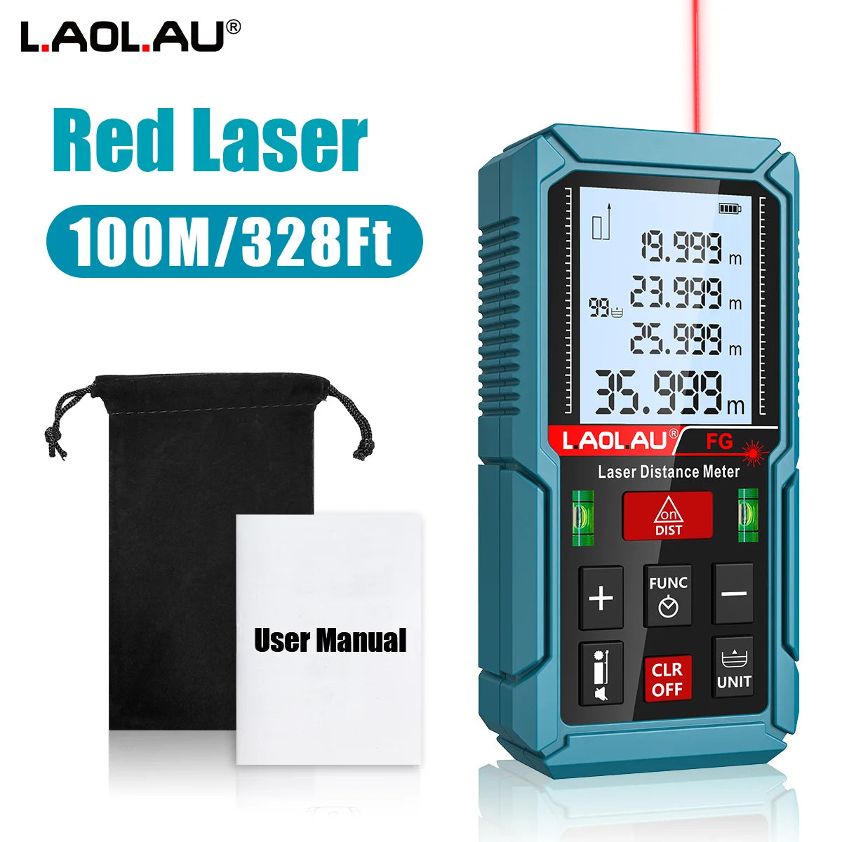 Laser Meter Digital Tape Timer Trigger Measure Tools 50m 100m 150m Laser Distance Meter Bubble Level Handheld Laser Rangefinder