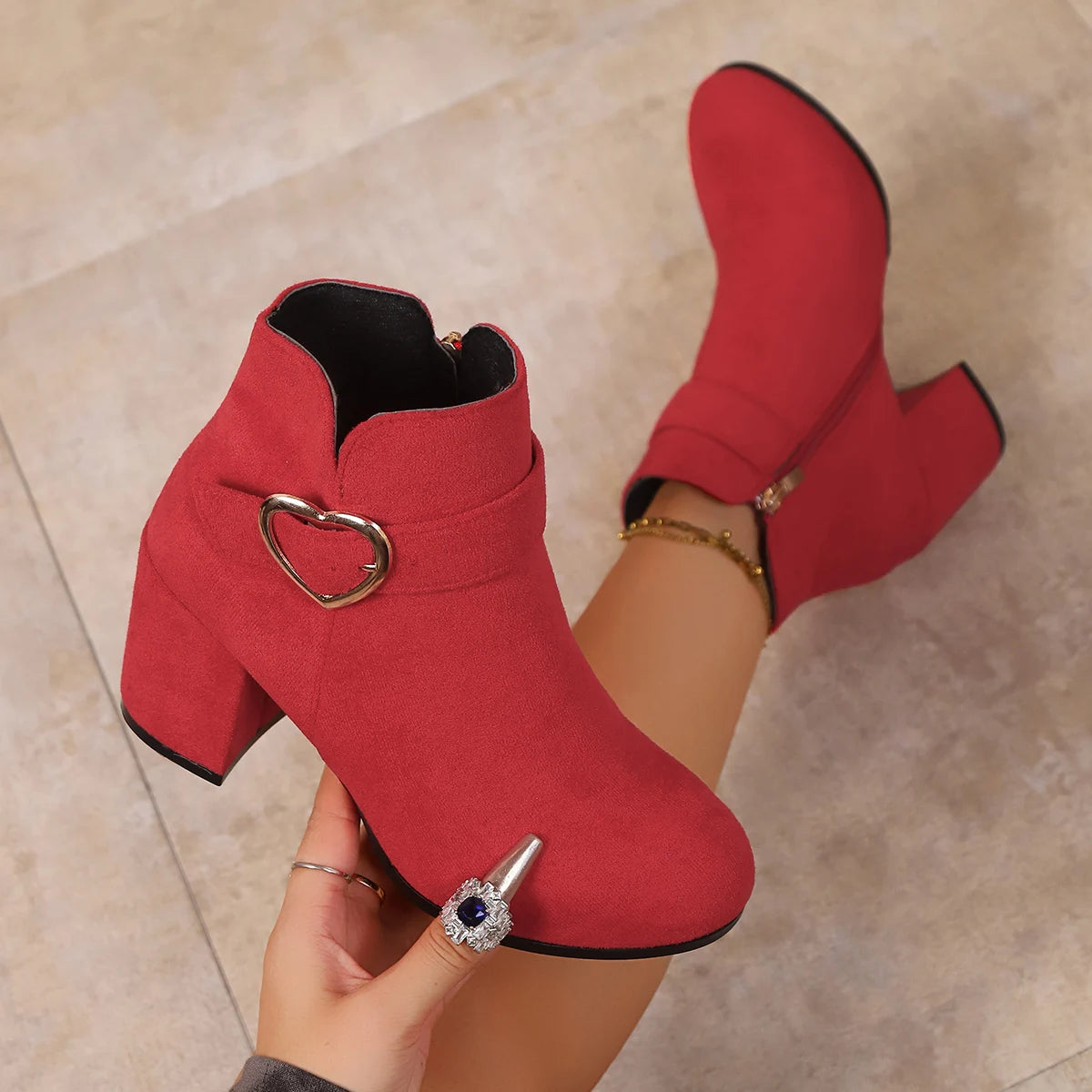 2026 New Women Anti-slip Ankle Boots Platform Zipper High Heels Short Boots Comfortable Designer Shoes Women Zapatos De Mujer