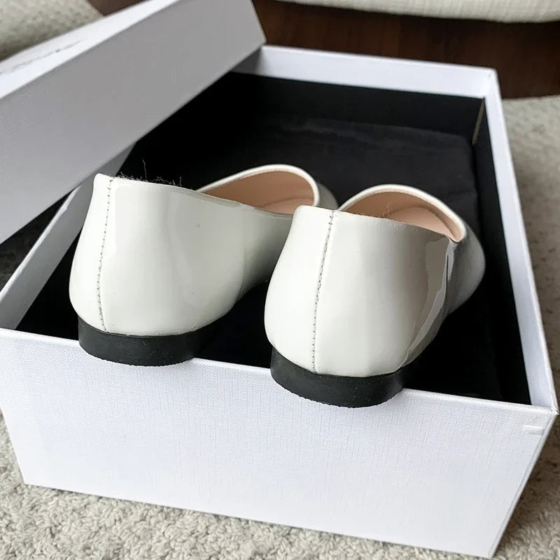 Ladies Formal Flat Shoes Spring Autumn Non-slip Women Black Causal Loafers Uniform Shoes Versatile Women's Ballet Leather Shoes