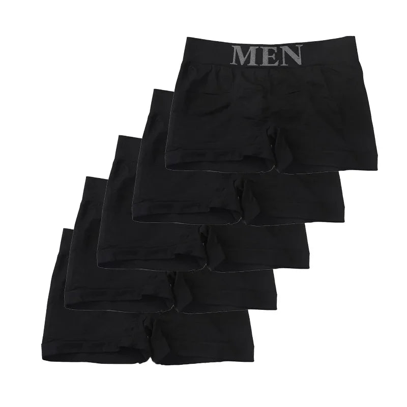 5PCS Men’s High Elastic Breathable Boxer Briefs Comfortable Soft Underwear Solid Color Panties for Daily Wear