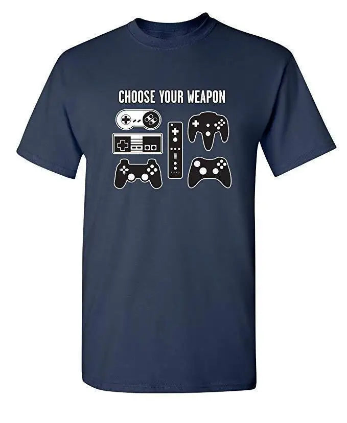 Cotton  100% European-style Men CHOOSE YOUR WEAPON Letter-game Printed Short-sleeved T-shirt Graphic T Shirts  Streetwear