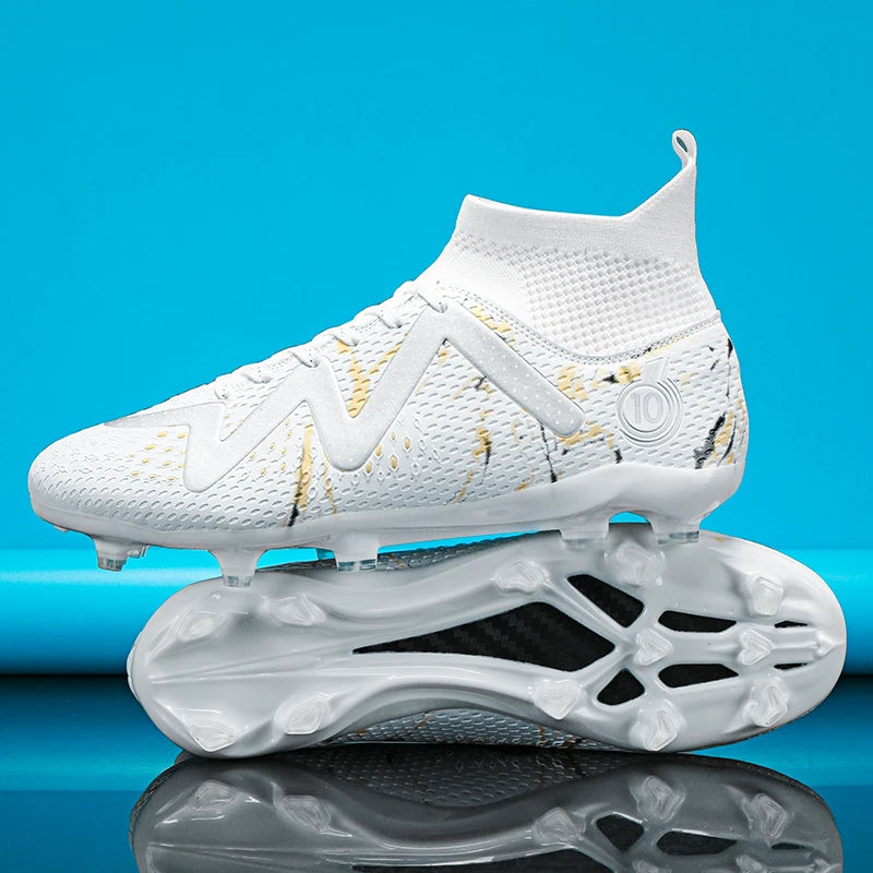 Adult Professional FG/TF Soccer Shoes Non-Slip Long Spike Football Boots Young Kids High Ankle Cleats Grass Soccer Sneakers ﻿