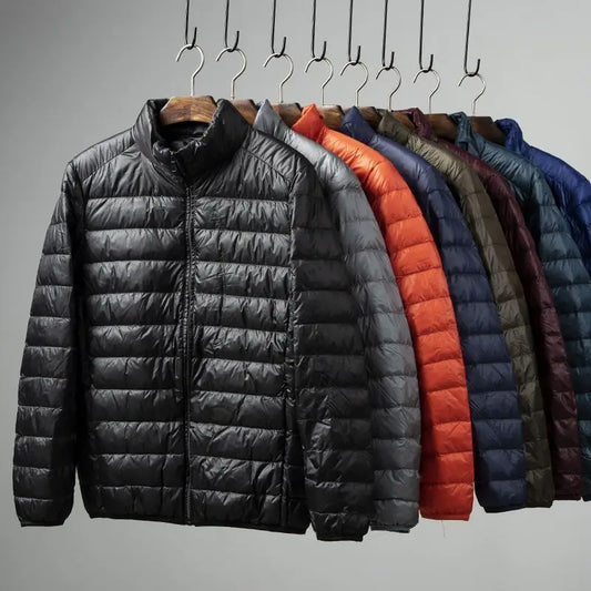 Portable Lightweight Short down Jacket for Men Autumn Winter Cotton Padded Stand Collar Casual Warm Elderly Friendly Outerwear