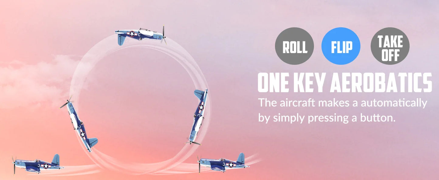 Volantex New F4U Corsair RC Plane EPP Foam 400mm Wingspan 4CH 6-Axis One Key Aerobatics XPilot Stabilization System RTF Airplane
