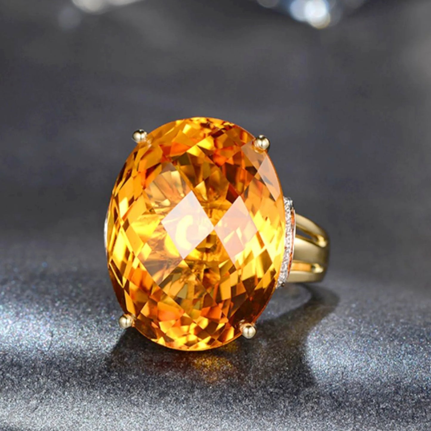 sterling silver 925 Citrine Ring with Yellow Crystal: Elegant Handmade Jewelry Gift for Women, Birthdays & Anniversaries