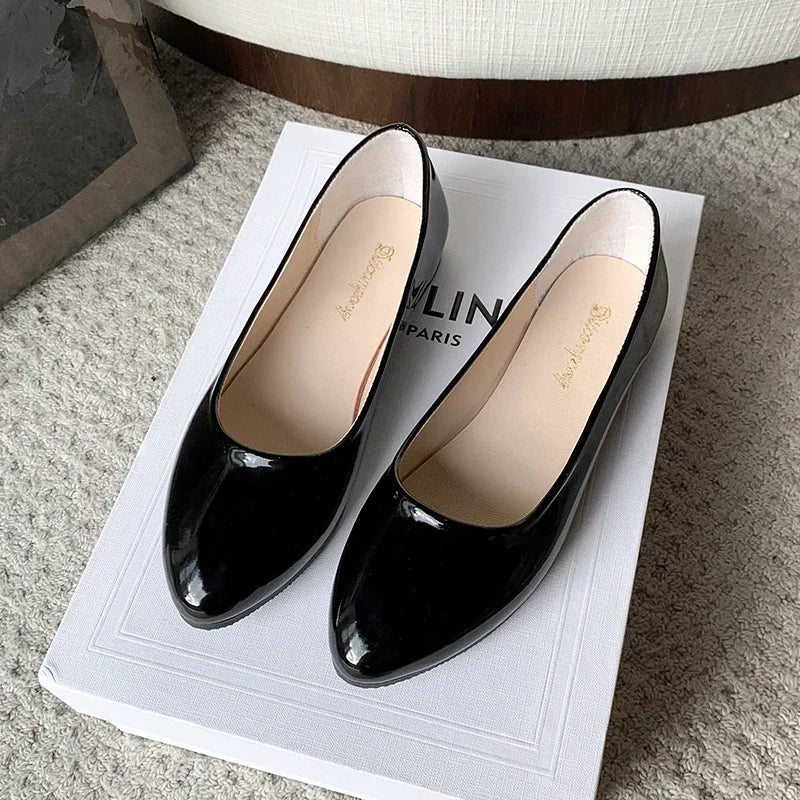 Ladies Formal Flat Shoes Spring Autumn Non-slip Women Black Causal Loafers Uniform Shoes Versatile Women's Ballet Leather Shoes