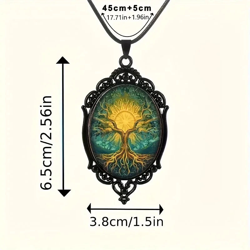 Cross Border European and American Necklace, Vintage Handmade, Tree of Life, Witch Halloween Pendant, Necklace Accessory