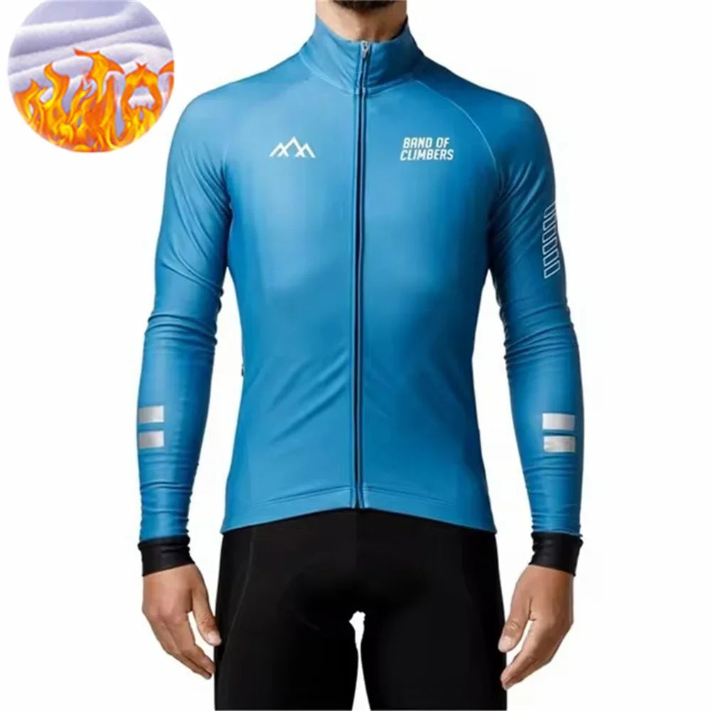  Winter Jacket Thermal Fleece Cycling Jacket Of Climbers Men Long Sleeve Clothing Warm Tops Road Bike Outdoor Sports MTB Winter