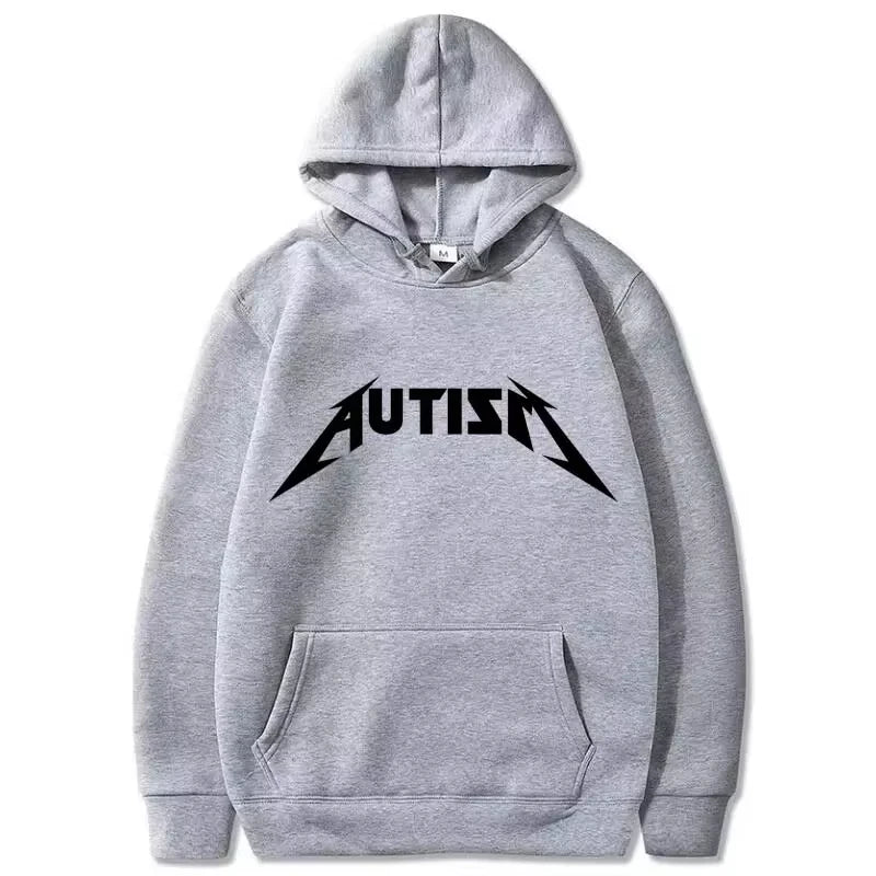 Autism Metal Rock Meme Hoodie Top Men Women Fashion Hip Hop Fleece Hoodie Oversized Pullover Winter Sport Sweatshirt for Men