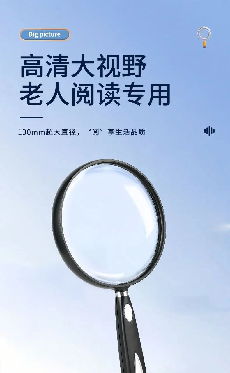 Magnifying Glass for The Elderly, High-definition, High-power, Extra-large Field of View, Hand-held