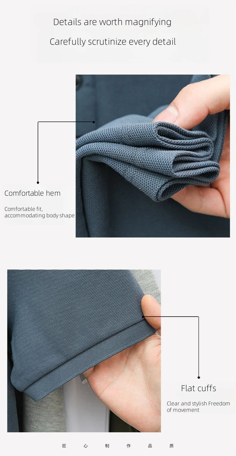 100% pure cotton T-shirt summer new men's fashionable short sleeve comfortable breathable polo shirt exquisite solid color top