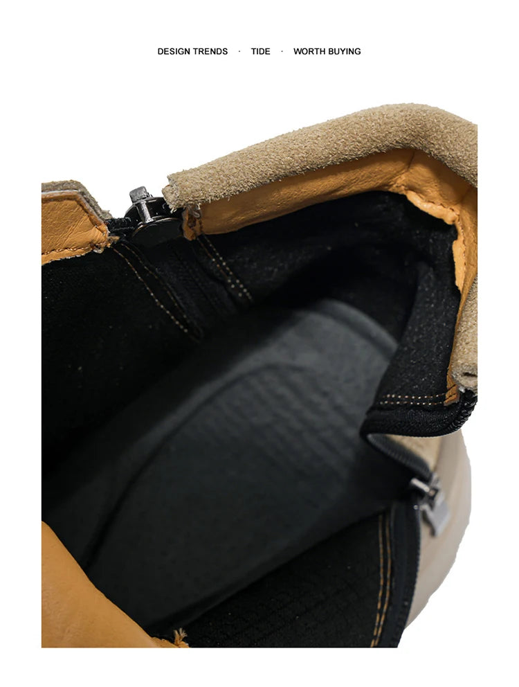 Men's high-quality suede horse boots outdoor casual leather boots thick soled English style short boots fashionable work boots
