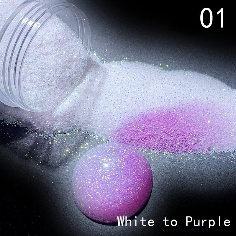 10g/box UV Sensitive Color Temperature Changing Powder DIY Handmade Nail Art Glitter Powder UV Light-changing Cosmetic Pigments